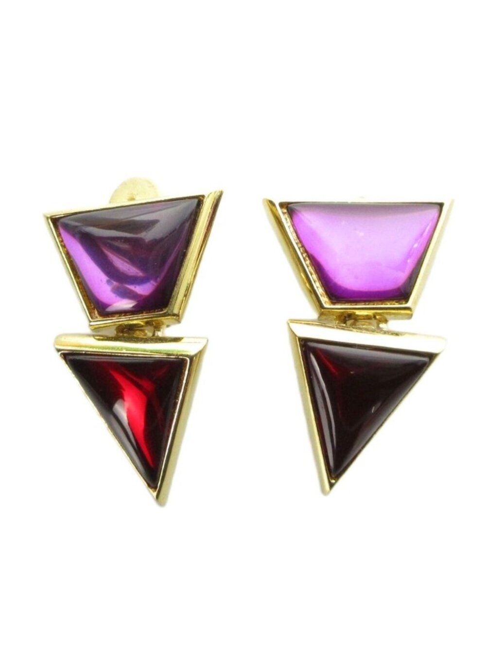 Saint Laurent Earrings Triangle Clip on Gold